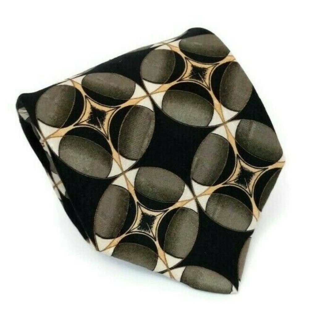Martin Wong  Brown Black Geometric Tie